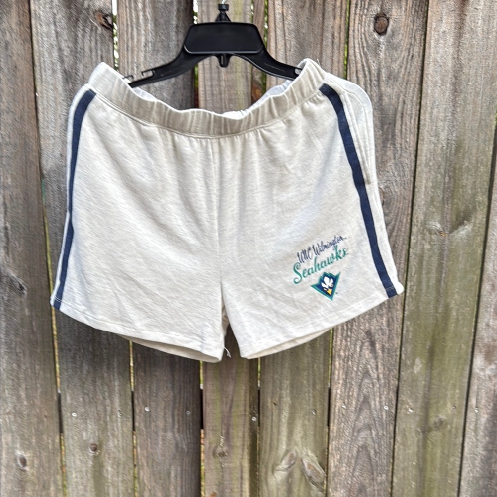 Women's Cream Shorts with Blue Accents